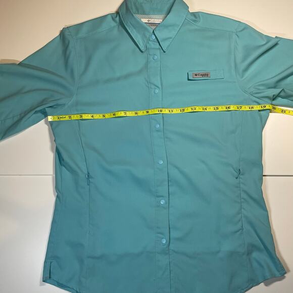 Columbia PFG Tamiami II Long Sleeve Fishing Shirt Women’s M Turquoise Vented UPF - Picture 4 of 11